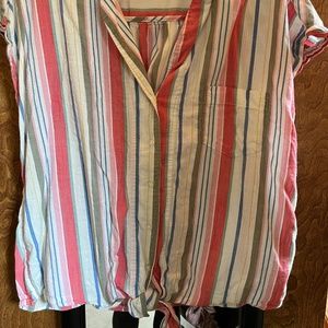 Old navy tie front striped blouse